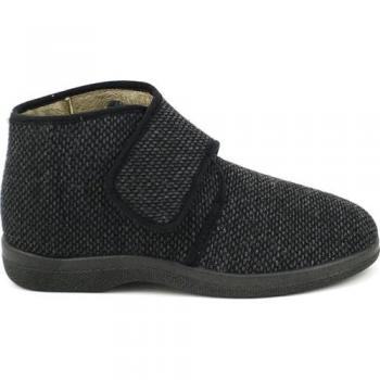 Botines de Casa Doctor Cutillas Orense 21255 para Hombre, Muy Cómodos, Velcro, Lana Jaspeada Negra (Talla 44)