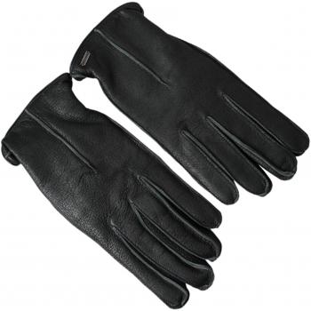 Black Deer Leather Wrist Length Gloves - 8.5|S, Dolce & Gabbana Unisex Black Leather Biker Gloves, Size: 8 1/2 IN