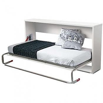 Cama Plegable Abatible Juvenil 90x190 cm con Patas Metálicas en Color Blanco Liso