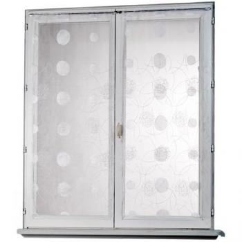 Visillo recto en organza bordado con motivos lunares blanco 80x160 cm