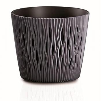 Maceta Redonda de Plástico Sandy en Color Gris Antracita 15,8 cm - Elegante y Resistente
