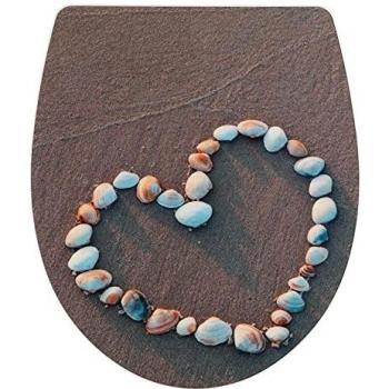 Asiento de inodoro Acrílico Shell Heart con Absenkautomático y Fijación Hygiene 39x45 cm Multicolor