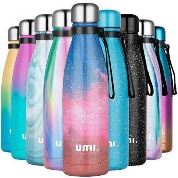 UMI. by Amazon - Botella Agua Acero Inoxidable 500ml, Termo Cafe para Llevar, Botella Térmica con Aislamiento de Vacío de Doble Pared, Sin BPA, para Niños Adultos, Deporte, Oficina, Viaje, Estrellas