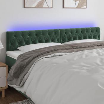Cabecero LED de Terciopelo Verde Oscuro 180x7x78/88 cm