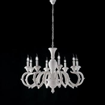 Araña de Madera Blanca Shabby Chic 8 Luces 93x H65 cm