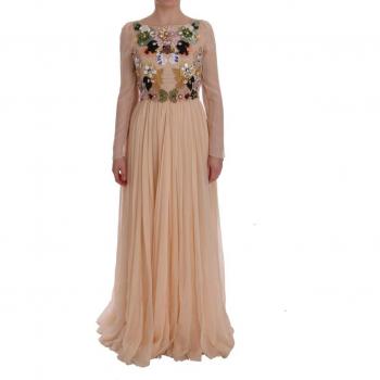 Dolce & Gabbana Pink Silk Floral Crystal Maxi Gown Dress - IT38 | S, Size: 2XS, Gorgeous Floral Embroidered Maxi Dress