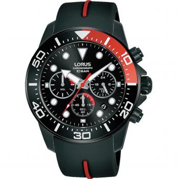 Reloj Lorus Cronógrafo Hombre 43mm Silicona Negra 10ATM