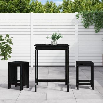 Set de jardín de 3 piezas de madera maciza de pino negro