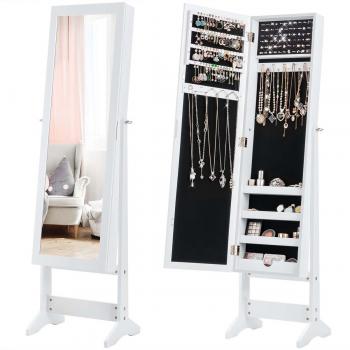 Mirrored Jewelry Armoire Cabinet with Stand and Storage Compartments
