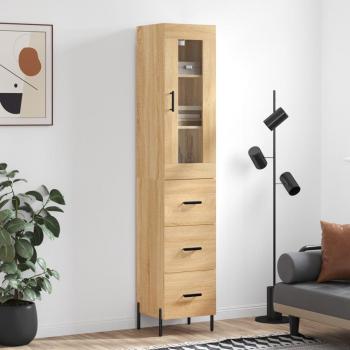 Aparador de madera contrachapada roble Sonoma 34,5x34x180 cm Vidaxl Marrón