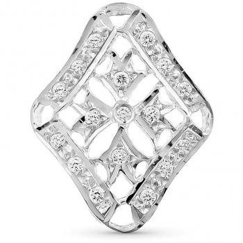 Colgante de Oro Blanco 18k para mujer en forma de rombo con circonitas caladas