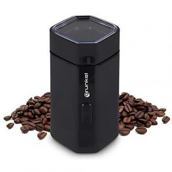 Grunkel - MO-150R - Molinillo de Café, Frutos secos y Especias Eléctrico con botón de presión y visor transparente, Capacidad 50 gr, Cuchillas Acero Inoxidable - 150W - Negro