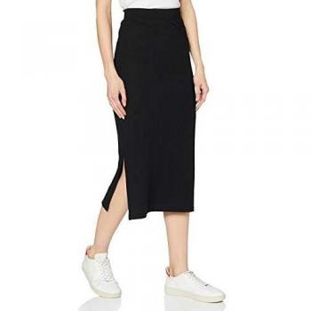 Pieces Kylie Women's Black Midi Skirt in Ribbed Design