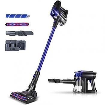 Deenkee Aspirador Escoba, 17kPa Aspiradora sin Cable Vertical y de Mano 2 en 1, con 22.2V extraíble batería Ion-Litio, hasta 35 min, Montaje en Pared, para la Limpieza del Suelo del hogar.