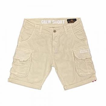 Alpha Industries Crew Casual Shorts for Men, Regular Fit, Size W33, Jet Stream White and Beige