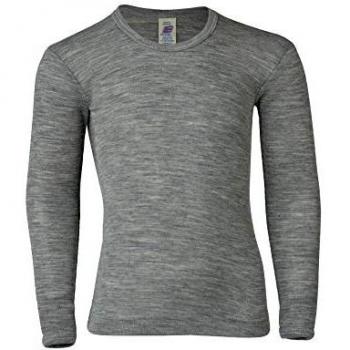 Camisa de manga larga Engel gris claro melange de lana y seda para niños