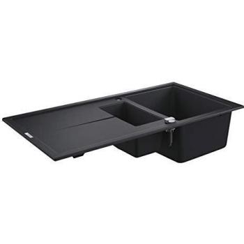 Fregadero de Cocina Grohe K400 de Compuesto con 1.5 Cubetas y Área de Escurrido 1000 x 500 mm - Granito Negro