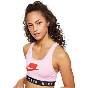 Nike Lace Back Swoosh Sports Bra, Mujer, Pink Rise/University Red/unive, S