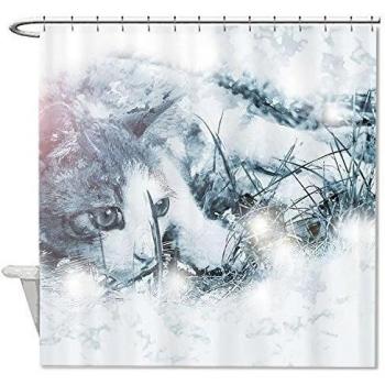whiangfsoo Watercolor Lying Cat impermeable, antimoho, Fun cortina de ducha para baño, #2, 66x72