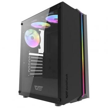 Carcasa de PC Darkflash DK151 Midi Tower Negra con 3 Ventiladores RGB (ATX, ITX, mATX)