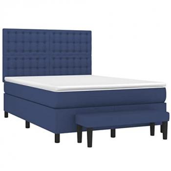 Cama box spring con colchón tela azul 140x200 cm