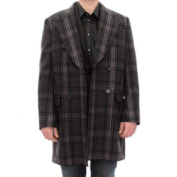 Dolce & Gabbana Gray Double Breasted Coat Jacket - IT48 | M, Male, Gray Checkered, Size: M