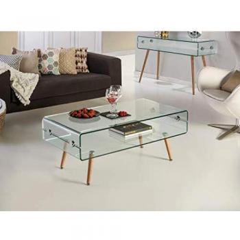 Schuller Tabl Basse Glass II - Pie de Madera de Haya
