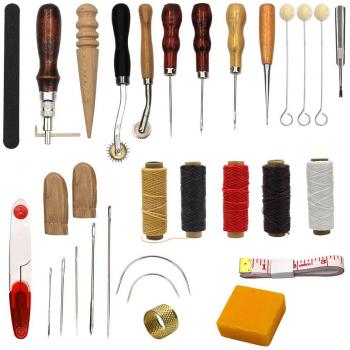 25 piezas de accesorios de suministros de costura, herramientas de costura a mano para manualidades de cuero