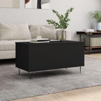 Mesa de centro madera contrachapada 90x44,5x45 cm blanco y negro brillante, mesita de salón o comedor auxiliar, mesa de café meuble salón