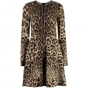Dolce & Gabbana Women's Beige Flared Hem Viscose Dress, Size 42