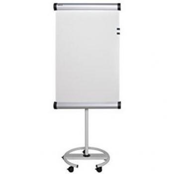 Flipchart MAULsolid móvil con base redonda y ruedas, 66 x 97 cm, altura ajustable