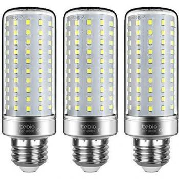 Tebio LED Plata Maíz Bombillas 25W E27 6000K Blanco Frío LED Candelabros bombillas, 200W Bombilla Incandescente Equivalente, 2500LM, LED vela Bombillas No regulables, 3 Packs