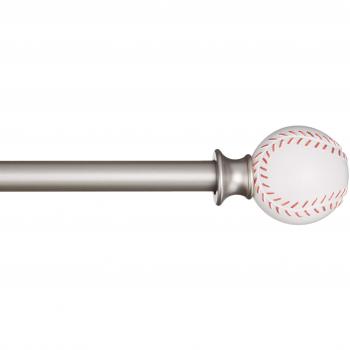 AmazonBasics - Barra de cortinas decorativa de 1,6 cm con remates de bola de béisbol, 71 cm