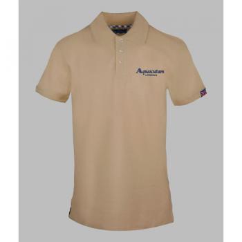 Aquascutum Men's London Classic Beige Polo Shirt - Size Medium