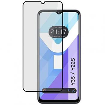 Protector Cristal Templado 5D Completo Negro para Vivo Y35 / Y22s - Protección Total Resistente a Arañazos