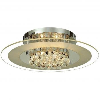 Plafón empotrado redondo Delmar 6 bombillas cromo pulido vidrio cristal