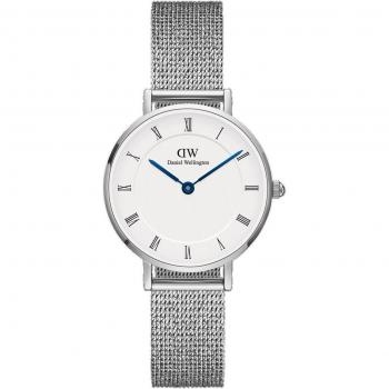 Daniel Wellington Petite Roman Numerals Sterling Silver Mesh Watch 28mm