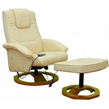 Sillón de masaje con reposapiés crema