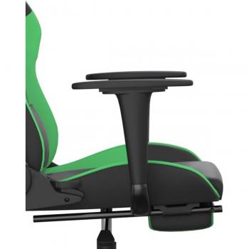 vidaXL Ergonomic Gaming Chair with Footrest in Black and Green Faux Leather