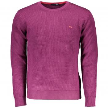 Elegant Purple Wool Crew Neck Sweater with Embroidery - XXL