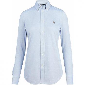 Camisa Básica de Mujer Polo Ralph Lauren Slim Fit con Logo - Color Azul Claro - Talla XS