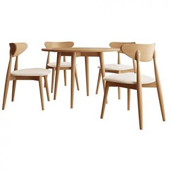Conjunto de comedor Racine 124, 76cm de altura, diámetro de 100cm, color marrón, incluye 4 sillas