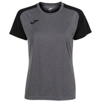 Camiseta de fútbol Joma Academy IV mujer manga corta gris melange negro ligera 901335