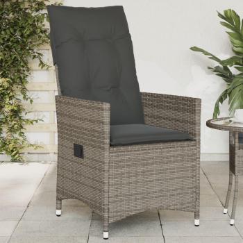 Grey Poly Rattan Reclining Garden Chair with Cushions