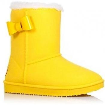 MONNALISA - Botín amarillo de caucho, producto de diseño tipico del Made in Italy de alta calidad, borde superior de pelo sintético, lazo lateral amarillo, Niña, Niñas-35