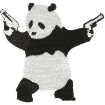 PANDA With Gun, Officially Licensed Original Artwork, High Quality Iron-On / Sew-On, 3.2 x 3.2 Embroidered PATCH PARCHE