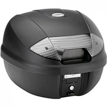 Bauletto Monolock Kappa K30NT 30 Litros Negro con Reflectores Blancos y Kit Universal