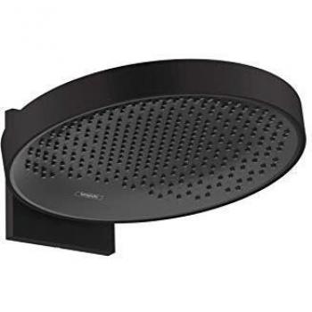 hansgrohe Rainfinity Rociador de ducha 360, 1 tipo de chorro PowderRain, ducha mural, negro mate, 26230670