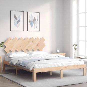 Cama de madera maciza 140x200 cm con cabecero Blindpiece Marrón
