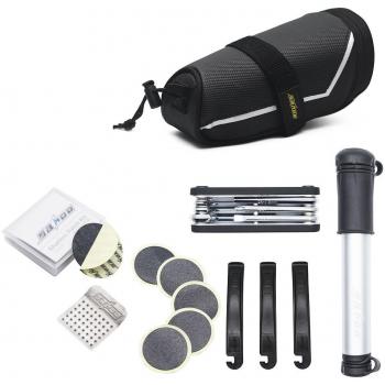 Kit de Reparación de Bicicletas, JELEGAN Herramientas de Reparación de Bicicletas Mantenimiento de Bicicletas 7 en 1 Kits Herramientas de Reparación Con el Bolso de la Silla de Montar Mini Bomba de Neumático Inflador Patch Crowbar Cadena Divisor Para 